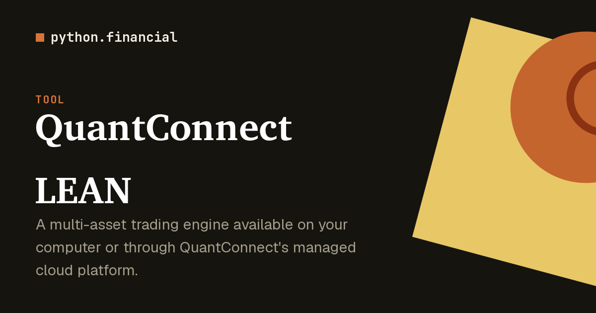 Python Algorithmic Trader QuantConnect LEAN algorithmic trading engine | python.financial